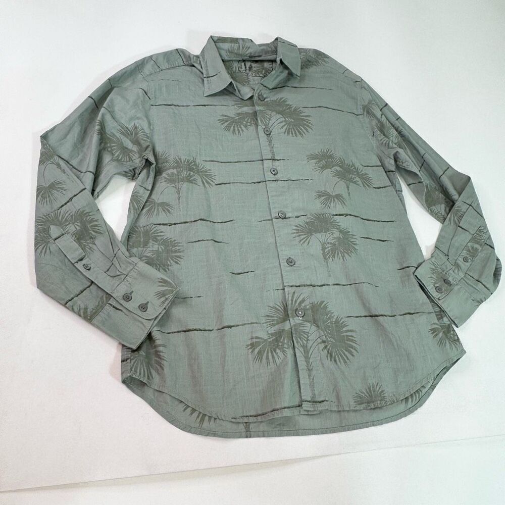 Tommy Bahama Shirt Mens Medium Button Down Cotton Palm Trees Green Top